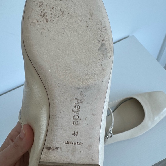 Aeyde 41 Uma White Creamy Nappa Leather Mary Jane Flats - Picture 11 of 11